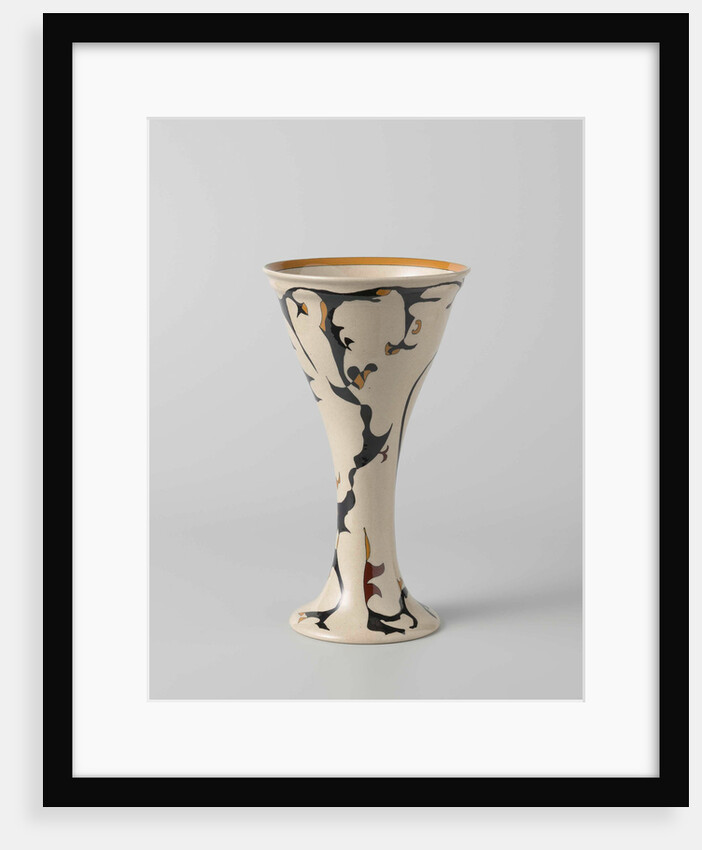 Tulips Vase with decor in black, tan and brown by Willem Elstrodt
