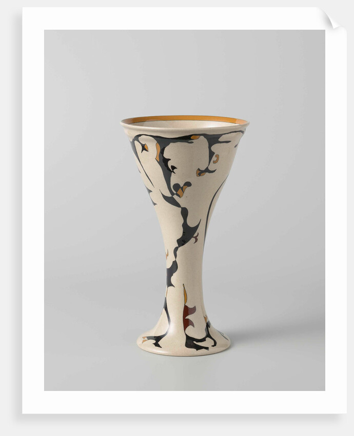 Tulips Vase with decor in black, tan and brown by Willem Elstrodt