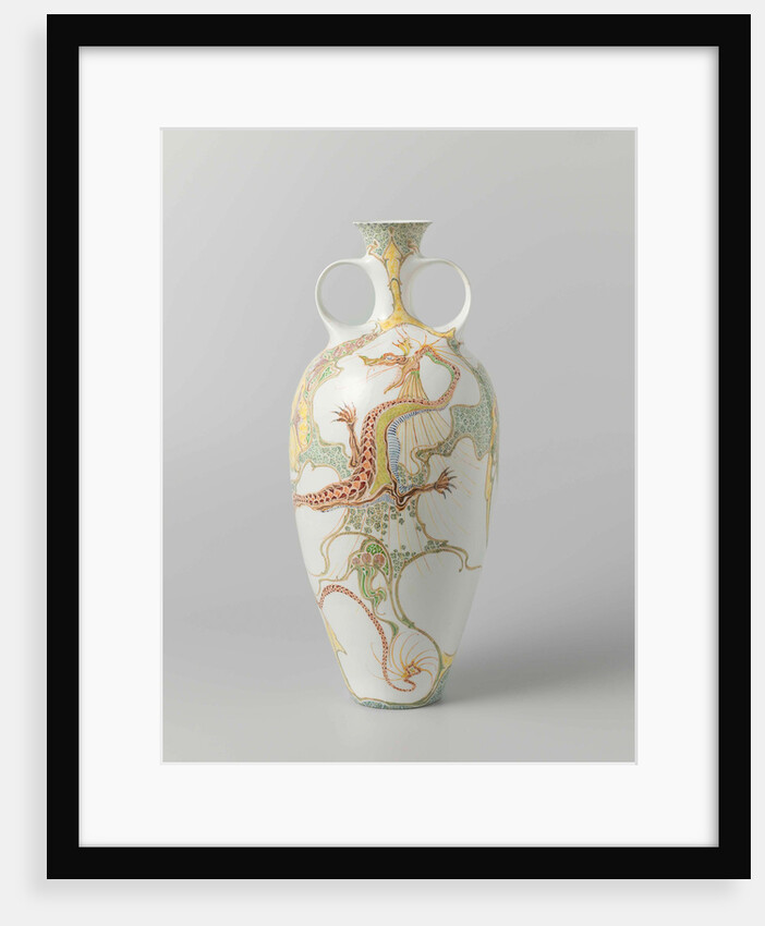 Vase of porcelain decorated with dragon by J.L. Verhoog