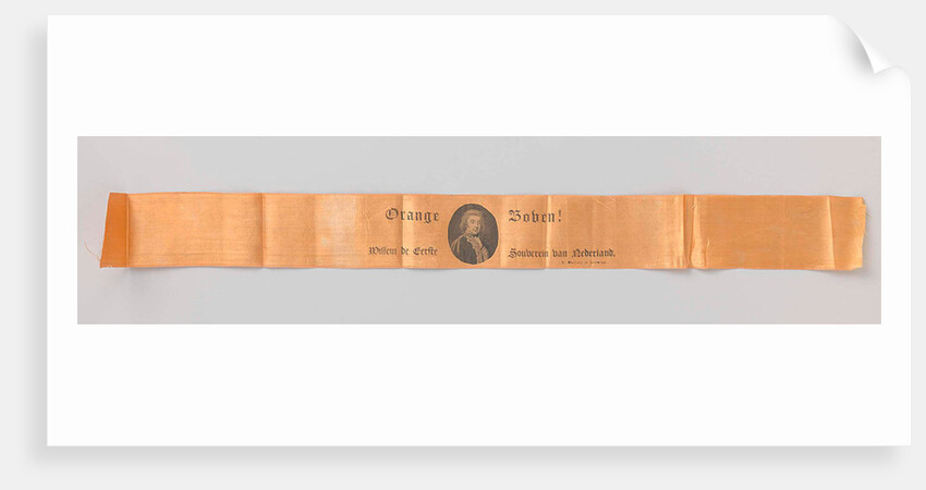 Orange satin ribbon, which in dotted carving an oval Portrait of Crown Prince Willem Frederik by Anonymous