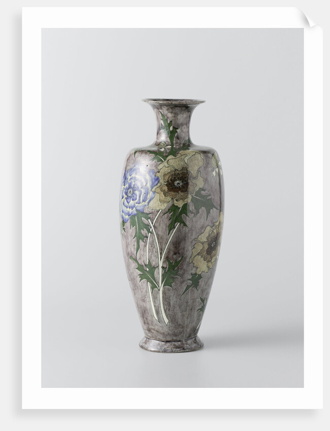 Vase with painting of flowers, Firma Wed. N.S.A. Brantjes en Co. by Philippus Lagrand