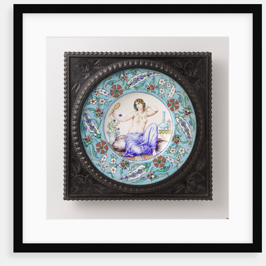 Wallplate with sitting in pillows odalisque, Théodore Deck by François Ehrmann