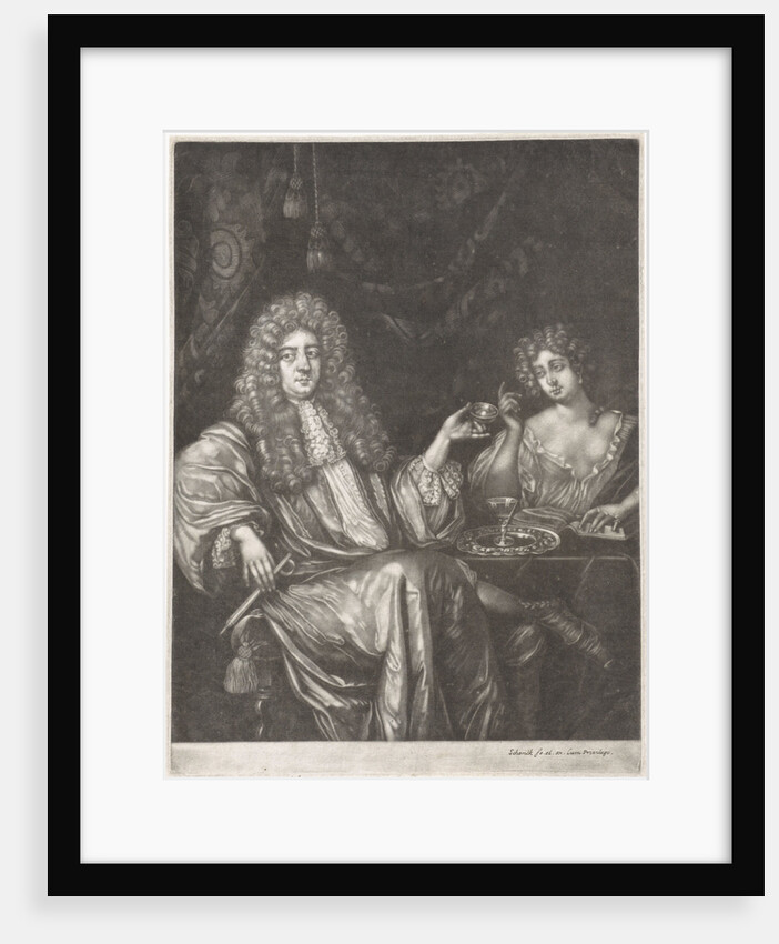 Portrait of Adriaen van Beverland with a lady of easy virtue by Ary de Vois