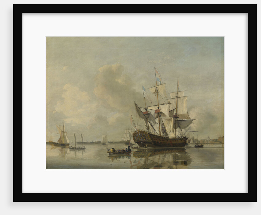 The National Frigate Rotterdam on the Meuse near Rotterdam Still Water, The Netherlands by Nicolaas Baur