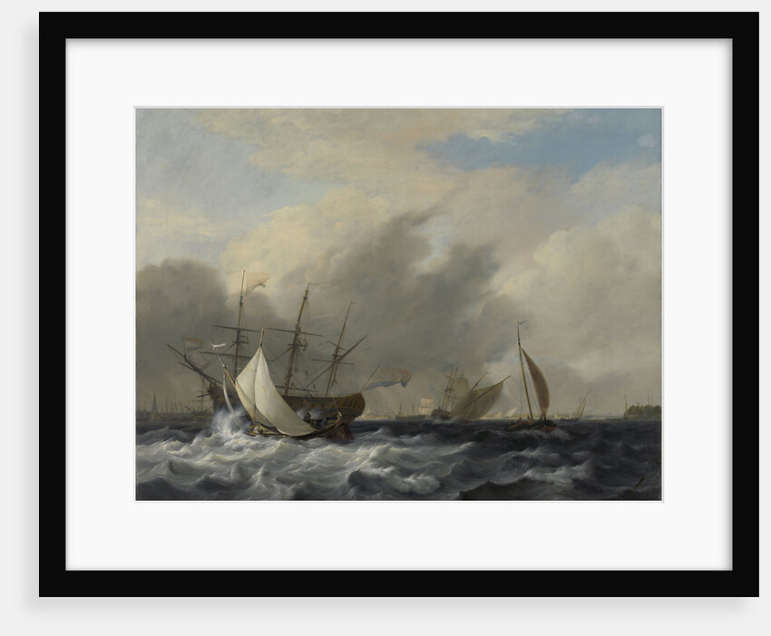 Dutch Man-of-War Amsterdam on the western side of the Quay on Het IJ before Amsterdam, The Netherlands by Nicolaas Baur