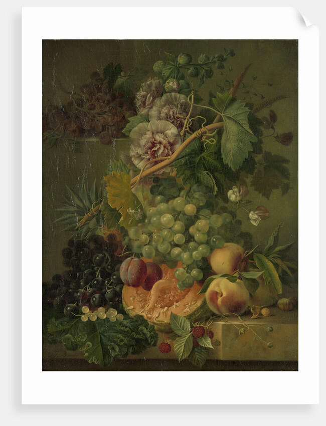 Still Life with Flowers and Fruit by Albertus Jonas Brandt