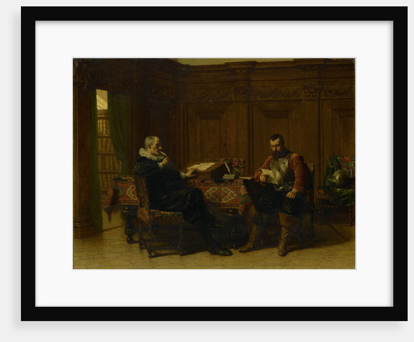 Two men in a seventeenth - century interior, called Eene conference by Lambertus Lingeman