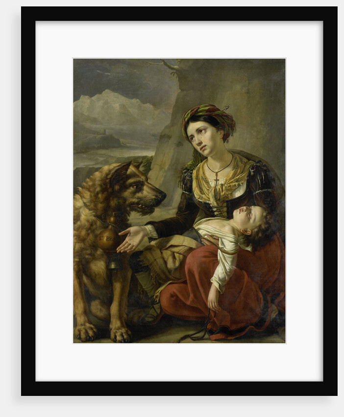 A Saint Bernard Dog Comes to the Aid of a lost Woman with a sick Child by Charles Picqué