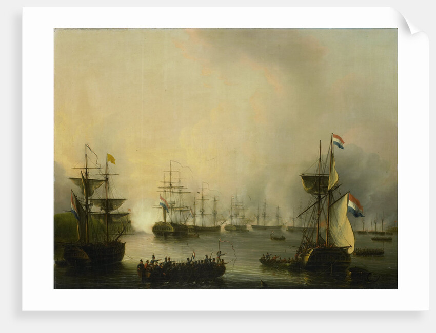 Bombardment of Palembang, Sumatra, by the Dutch Fleet, 24 June 1821, Indonesia by Martinus Schouman