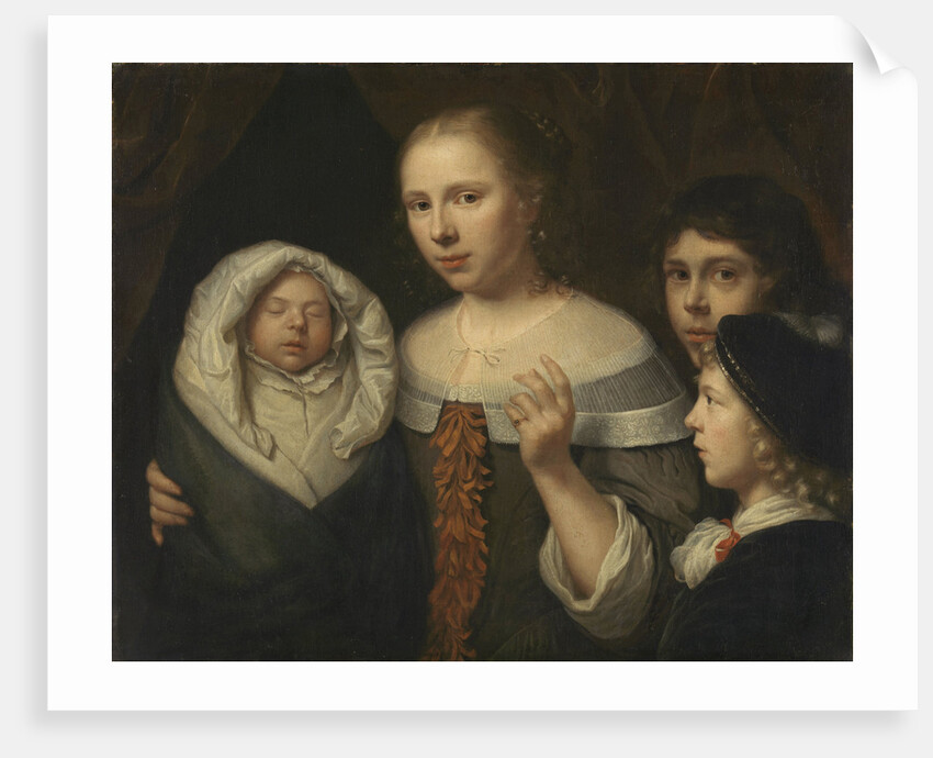Portrait of a young woman with three children by Wallerant Vaillant