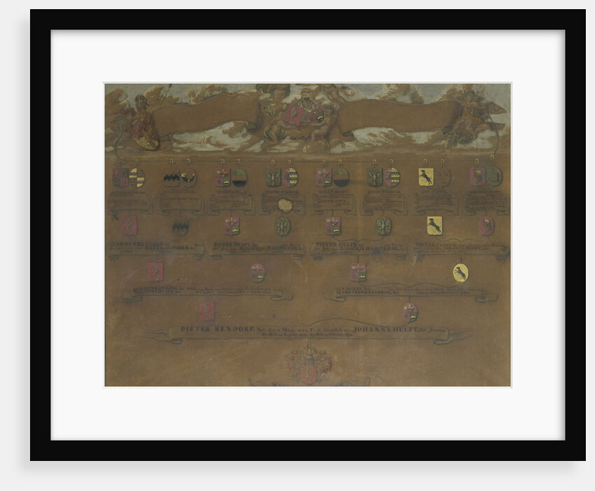Pedigree with the weapons of the sixteen quarters of Margaretha Rendorp, The Netherlands by Anonymous