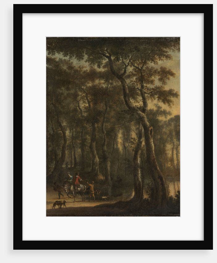 View of a Forest with Hunters by Jan Hackaert