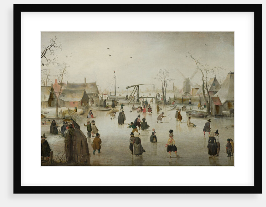 Skaters in a Village, Hendrick Avercamp by Hendrick Avercamp