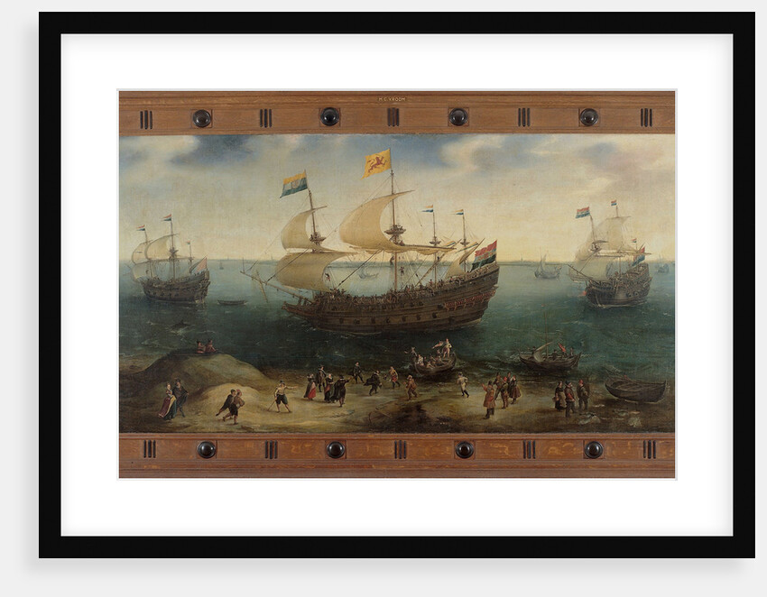The Amsterdam four-masted Ship De Hollandse Tuyn and other Ships Return from Brazil under Command of Paulus van Caerden by Hendrik Cornelisz. Vroom