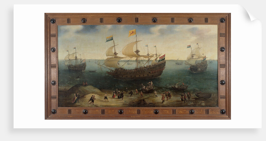 The Amsterdam four-masted Ship De Hollandse Tuyn and other Ships Return from Brazil under Command of Paulus van Caerden by Hendrik Cornelisz. Vroom