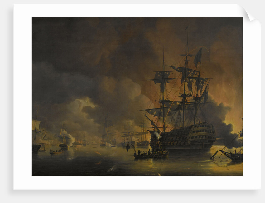 Fire on the Wharves of Algiers shortly after the beginning of the Bombardment by the Anglo-Dutch Fleet, 27 August 1816 by Nicolaas Baur