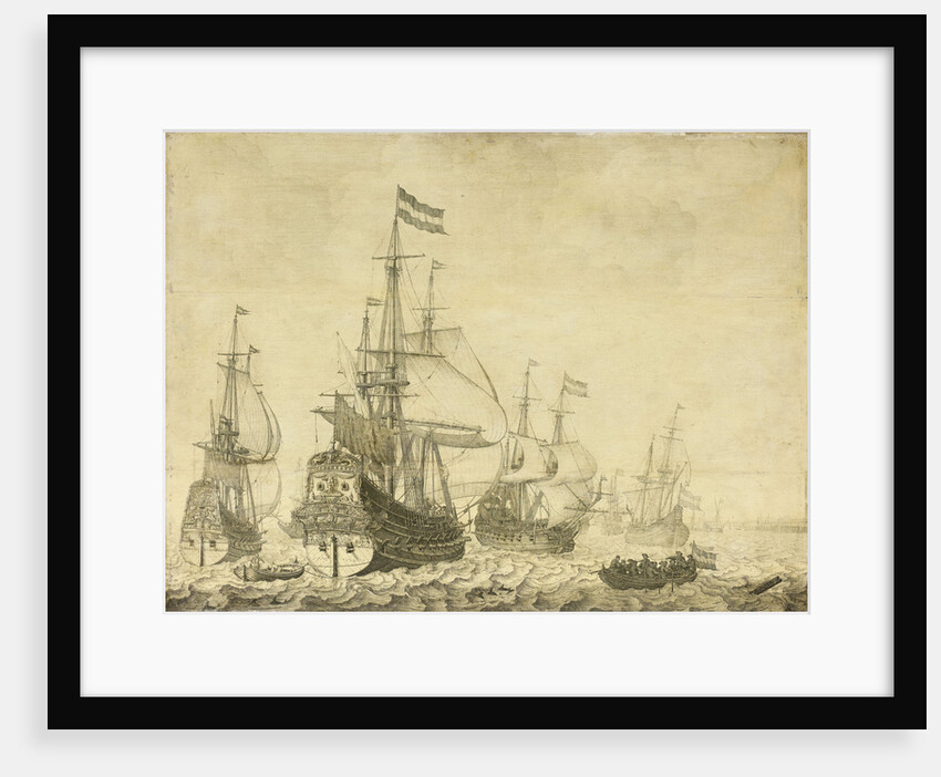 Seascape with the Dutch Men-of-War including the Drenthe and the Prince Frederick-Henry by Willem van de Velde I