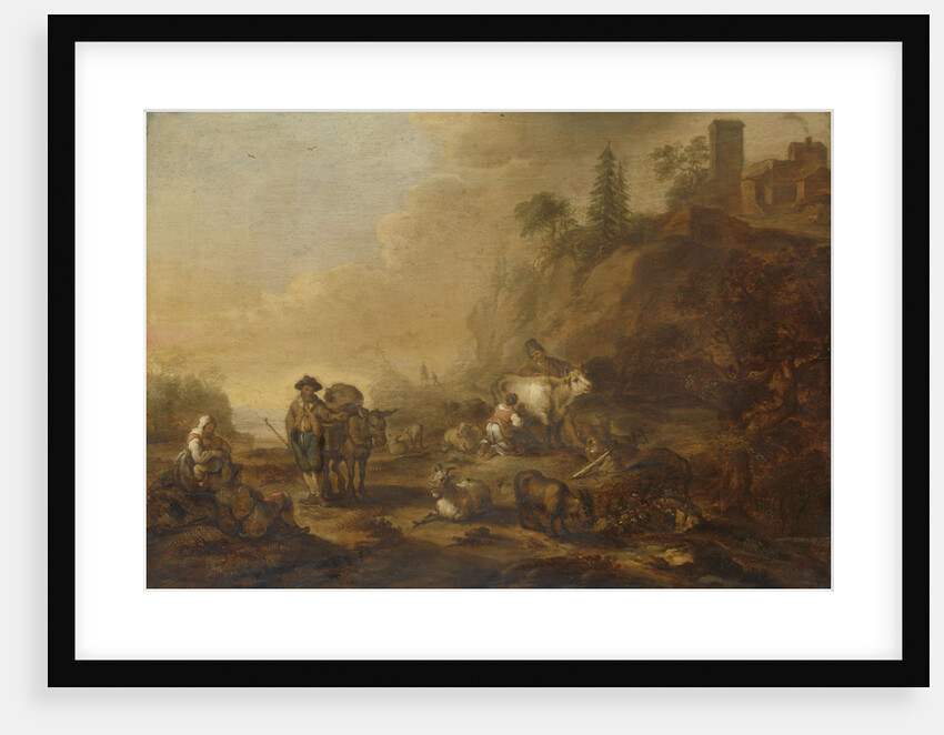 Landscape with Herdsmen and Cows by Cornelis de Bie