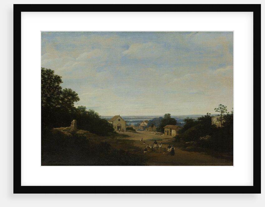 Brazilian landscape with the village of Igaraçú. To the left the church of Sts Cosmas and Damian by Frans Jansz Post