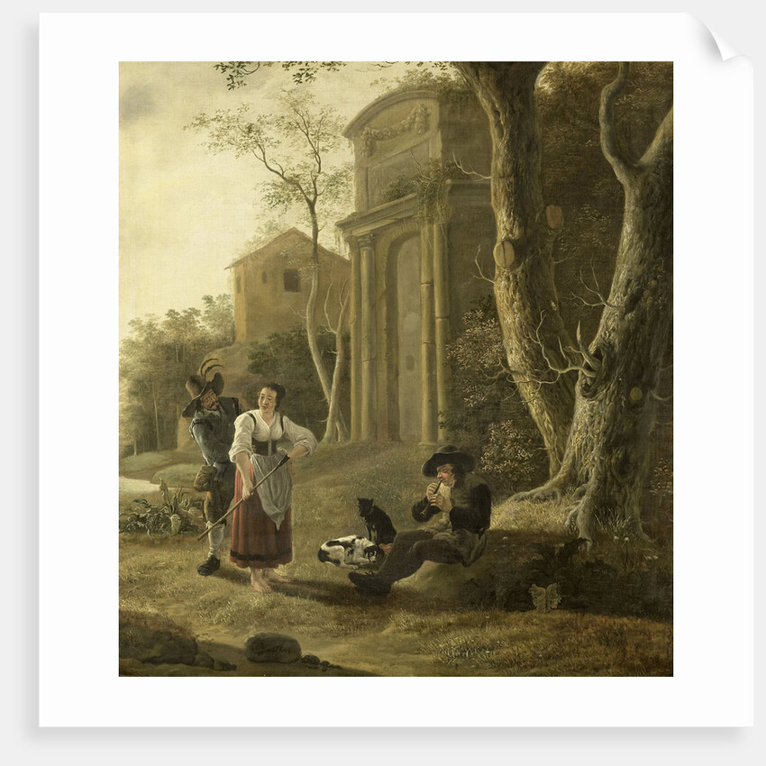 The Piper (Shepherd Scene with Shawm Player by Jan Baptist Wolfaerts
