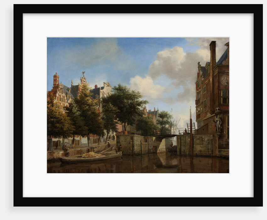 Amsterdam City View with Houses on the Herengracht and the old Haarlemmersluis, The Netherlands by Jan van der Heyden