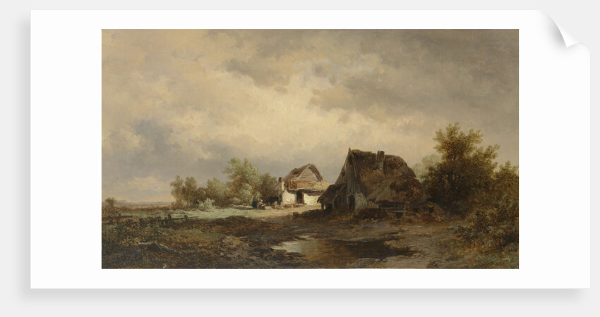 Landscape with cabins on the heath by Remigius Adrianus Haanen