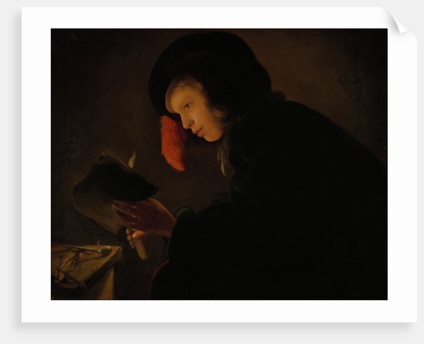 Young Man by Candlelight by Christiaen Jansz. Dusart