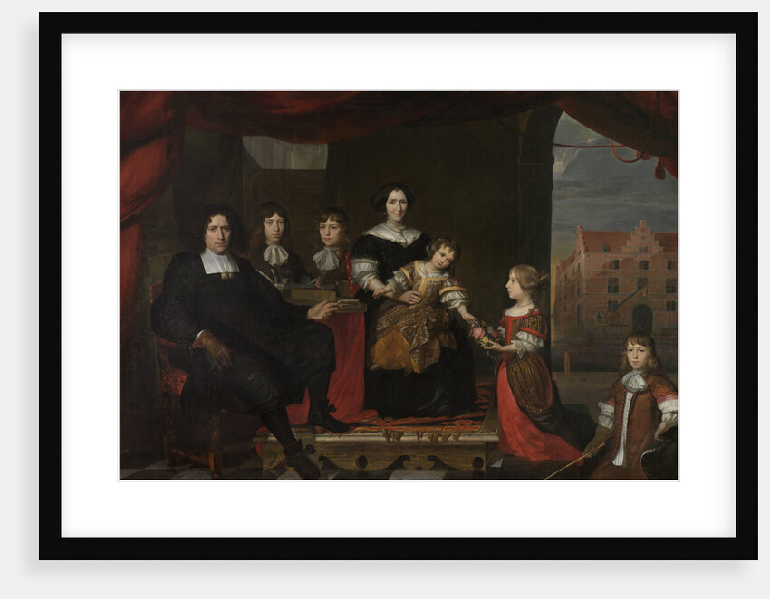 Family Portrait of Reyer Reyersz van der Burch, Clerk of the Generality Ammunition Depots in Delft, with this Wife Geertruid Graswinckel and their Children Frank, Cornelis, Reyer, Maria and Alida by Cornelis de Man