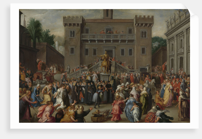The Women of Rome Gathering at the Capitol by Pieter Isaacsz.