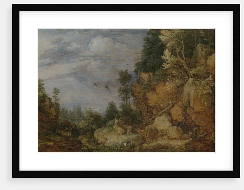 Rocky Landscape with Deer and Goats by Gillis Claesz. de Hondecoeter