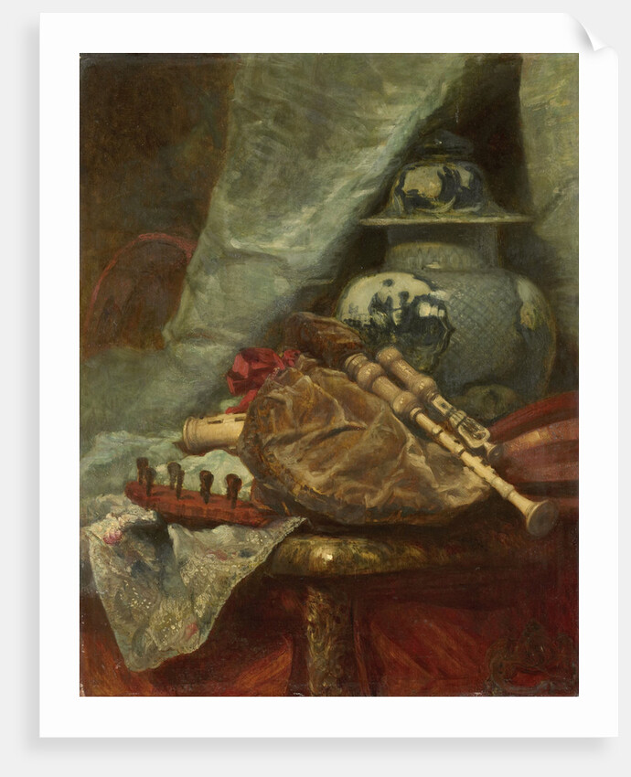 Still Life with bagpipes by Adolphe Mouilleron