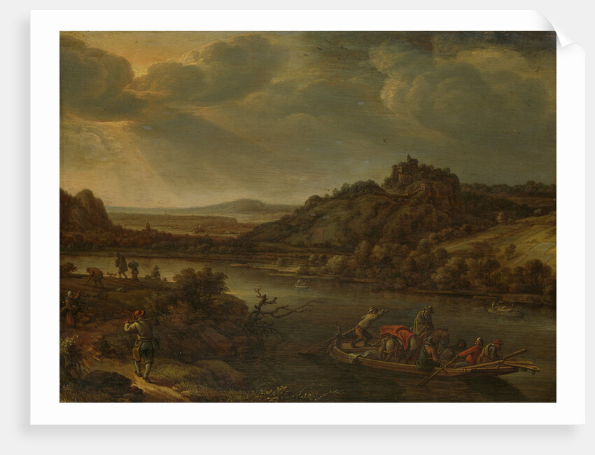 River view with ferry by Herman Saftleven