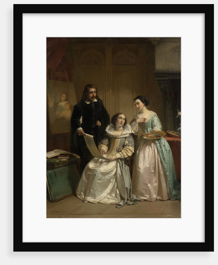Gerard van Honthorst Shows Amalia van Solms the Drawings by his Pupil Louise of Bohemia by Hendrik Jacobus Scholten
