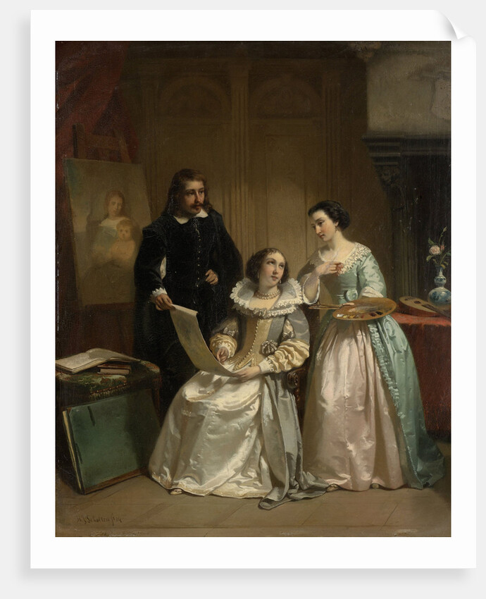 Gerard van Honthorst Shows Amalia van Solms the Drawings by his Pupil Louise of Bohemia by Hendrik Jacobus Scholten