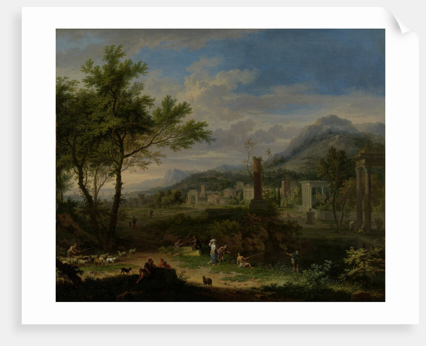 Arcadian Landscape with Fishermen by Jan van Huysum