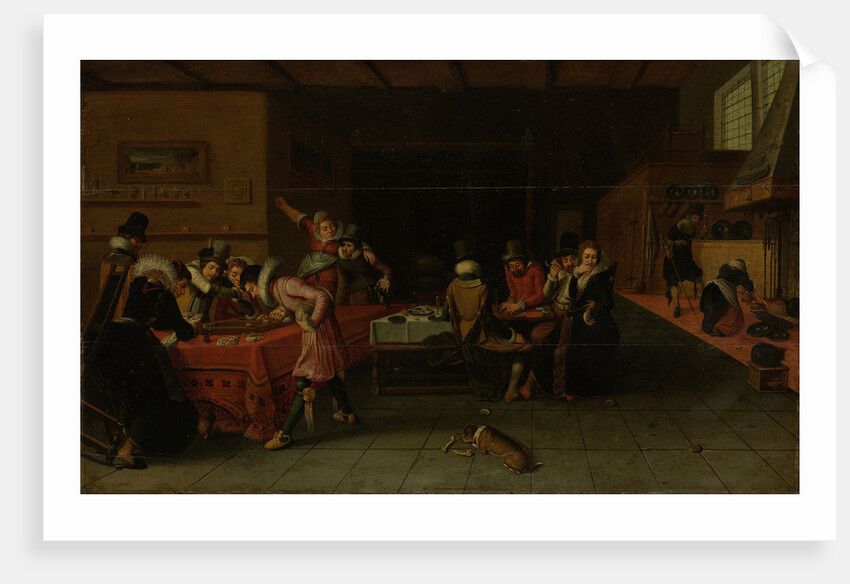 Interior of a Tavern or Brothel with People Drinking and Playing Trictrac by Anonymous