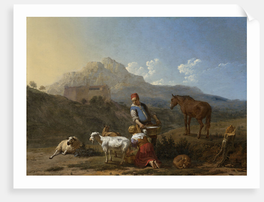 Italian Landscape with Girl Milking a Goat, Italy by Karel Dujardin