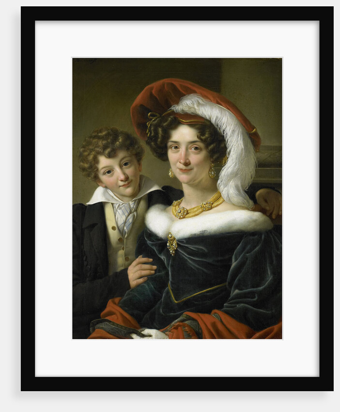 Portrait of Rudolphina Wilhelmina Elizabeth de Sturler, second Wife of Count Johannes van den Bosch with their Son Richard Leeuwenhart by Cornelis Kruseman