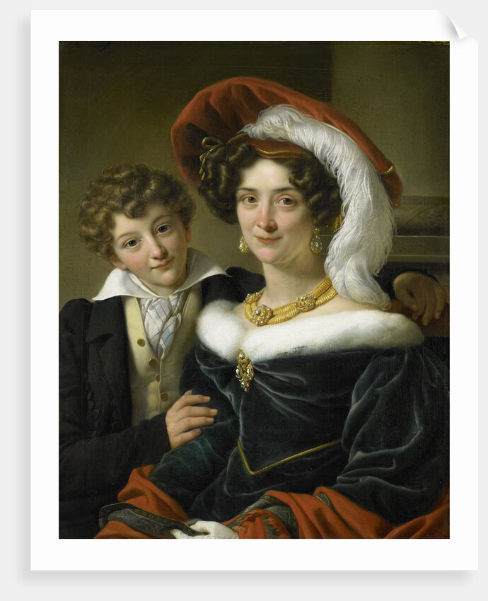 Portrait of Rudolphina Wilhelmina Elizabeth de Sturler, second Wife of Count Johannes van den Bosch with their Son Richard Leeuwenhart by Cornelis Kruseman