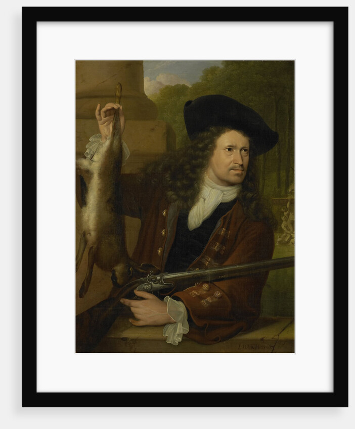 Portrait of Jan de Hooghe, Brother of Anna de Hooghe in Hunting Costume by Ludolf Bakhuysen