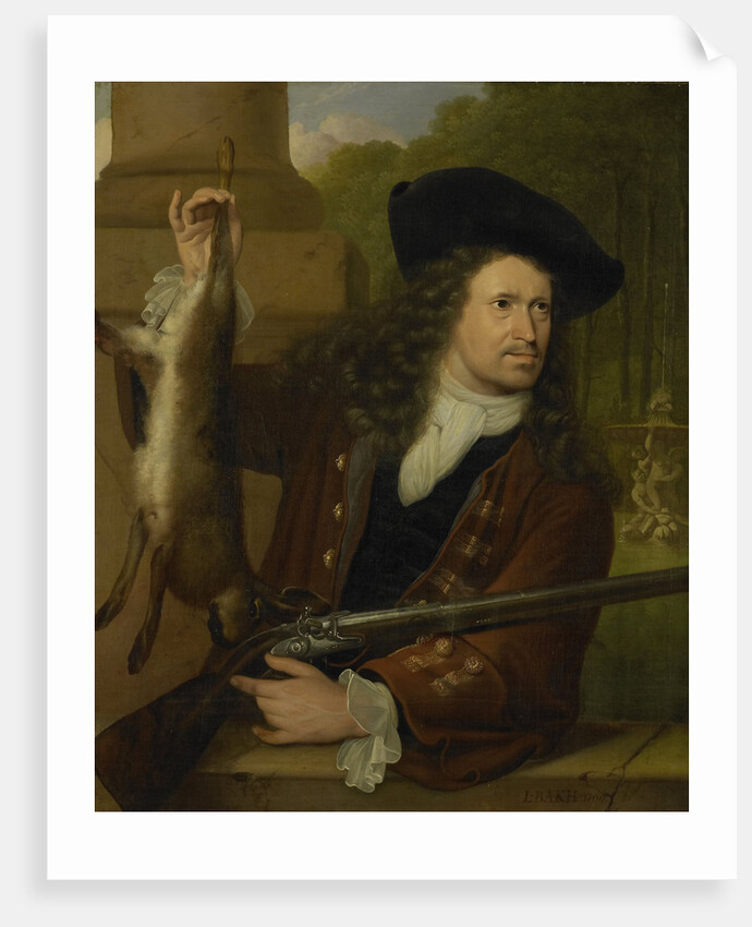 Portrait of Jan de Hooghe, Brother of Anna de Hooghe in Hunting Costume by Ludolf Bakhuysen