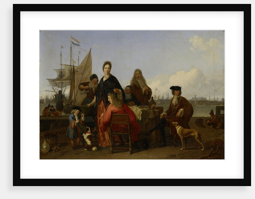 The Bakhuysen (Backhuysen) and de Hooghe Families at a Meal on the Mosselsteiger on Het IJ in Amsterdam, The Netherlands by Ludolf Bakhuysen