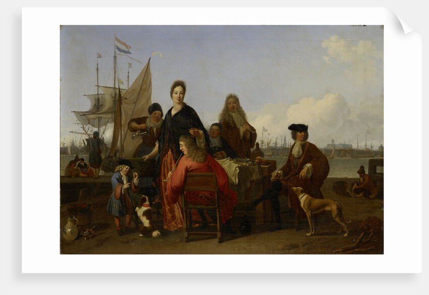 The Bakhuysen (Backhuysen) and de Hooghe Families at a Meal on the Mosselsteiger on Het IJ in Amsterdam, The Netherlands by Ludolf Bakhuysen
