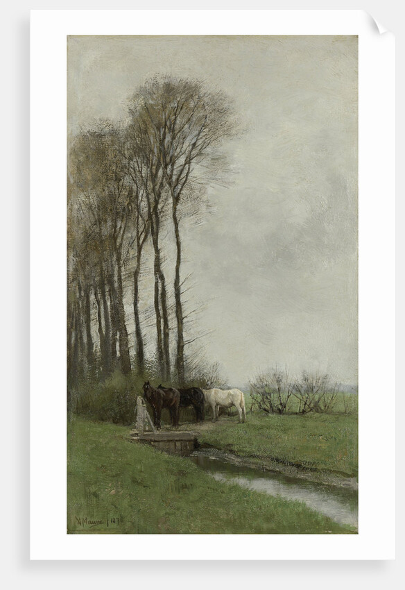 Horses at the gate by Anton Mauve