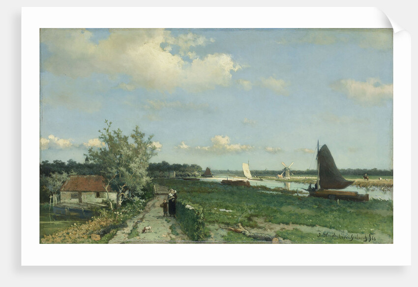 The Trekvliet Shipping Canal near Rijswijk, known as the View near the Geest Bridge, The Netherlands by Johan Hendrik Weissenbruch