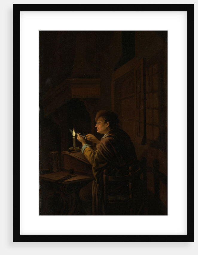 Triptych with an Allegory of Art Education, right panel, Schoolmaster Mending his Pen by Willem Joseph Laquy