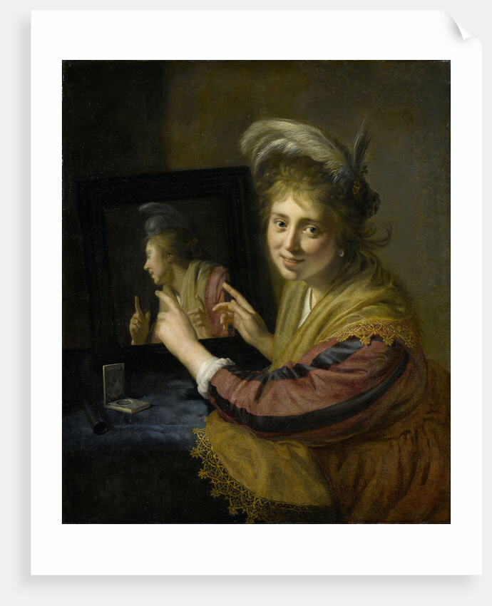 Girl at the mirror by Paulus Moreelse