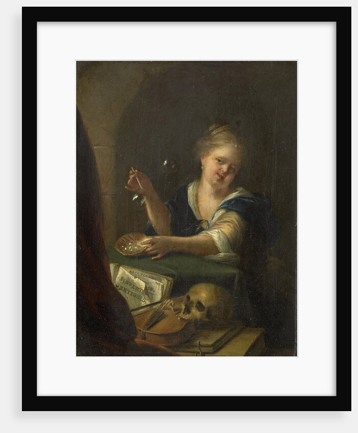 Bubble-blowing Girl with a Vanitas Still Life by Anonymous