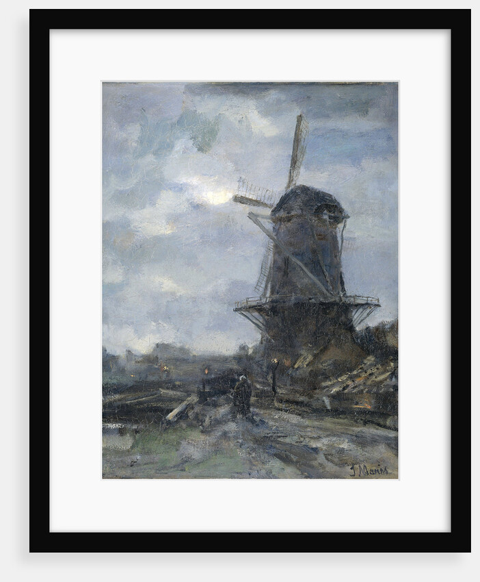 Mill at moonlight by Jacob Maris