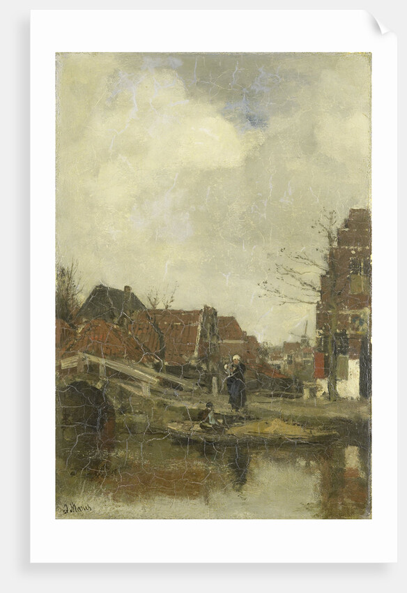 Old small neighborhood on the water by Jacob Maris